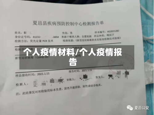 个人疫情材料/个人疫情报告