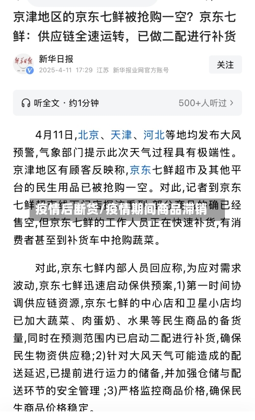 疫情后断货/疫情期间商品滞销